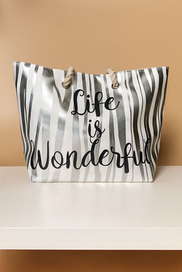 حقيبة شاطئ مخططة - 2