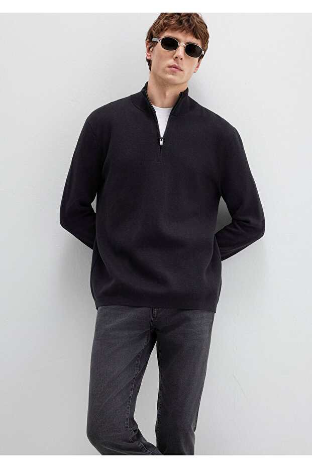Half zip sweater black - 2