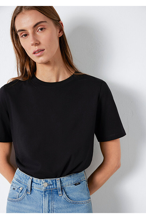 Μαύρο μπλουζάκι Basic Regular Fit / Normal Cut 1600965-900 - 2