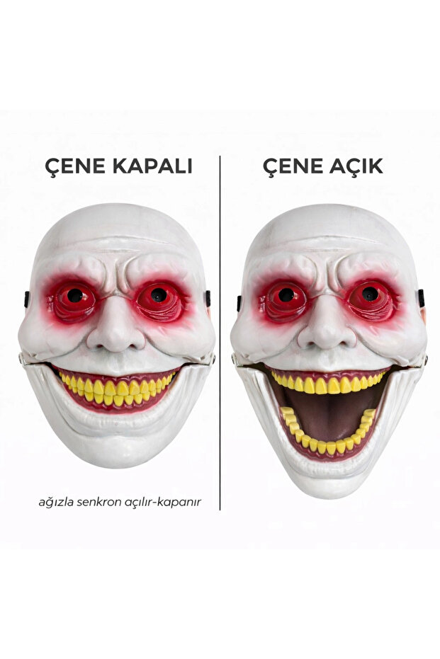 Horror Mask with Movable Jaw Mechanism Red