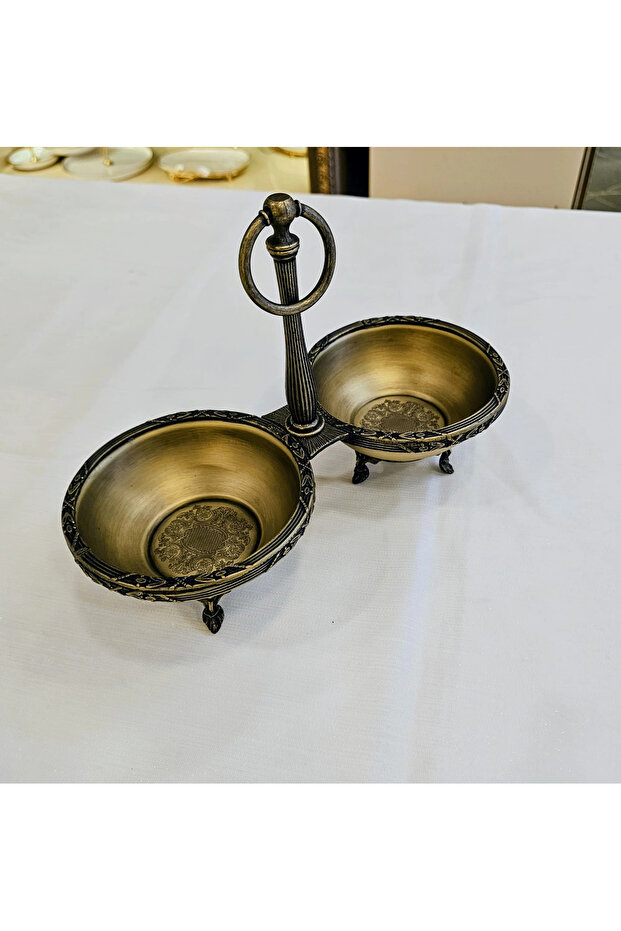 Classic Stand-Up Stainless Steel 2-Piece Snack Bowl Antique