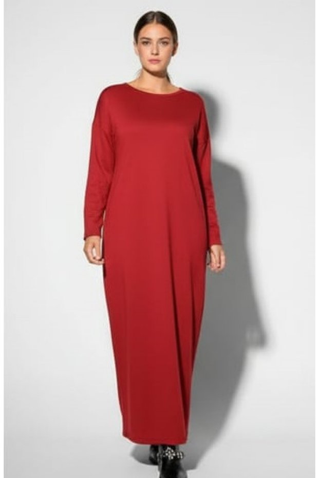 Women's Hijab Long Sleeve Long Sweat Dress - T1 3020