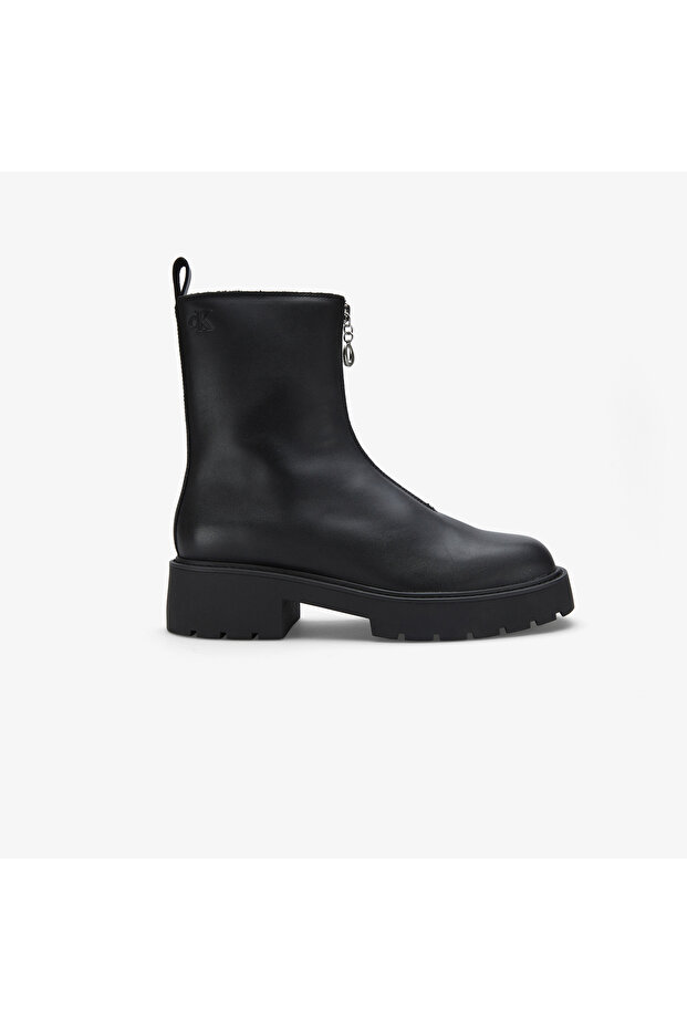 Chunky Front Zip Kadın Siyah Bot - 1