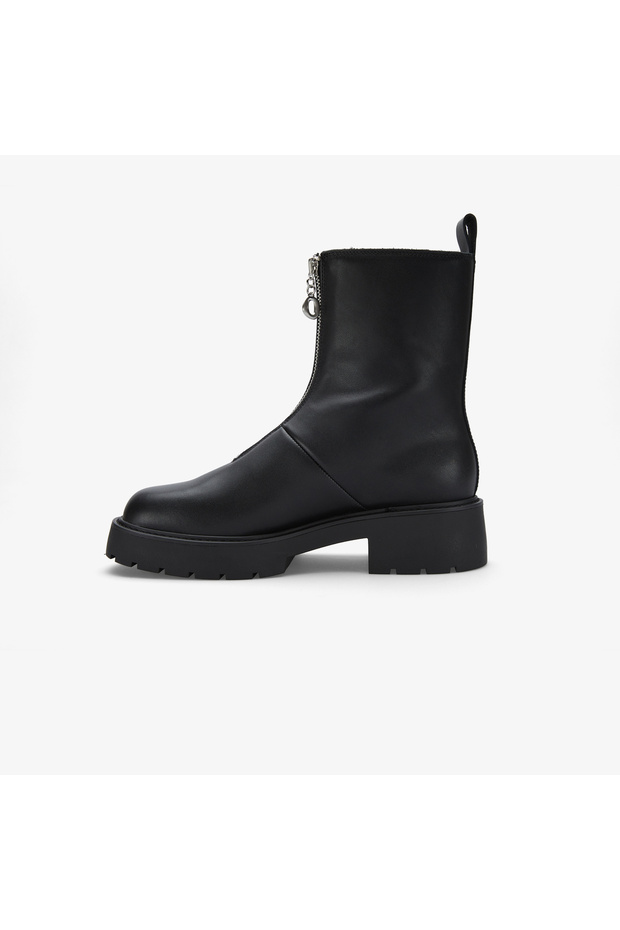 Chunky Front Zip Kadın Siyah Bot - 3