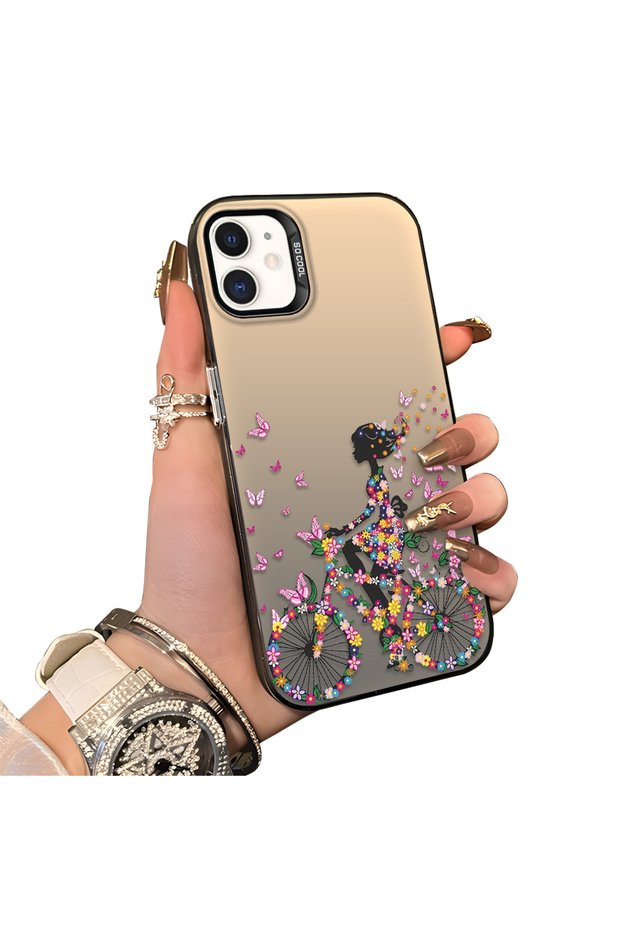 iPhone 12 Mini Compatible Hard Acrylic Back Silicone Edge Lens Protection Case Stylish Print Patterns