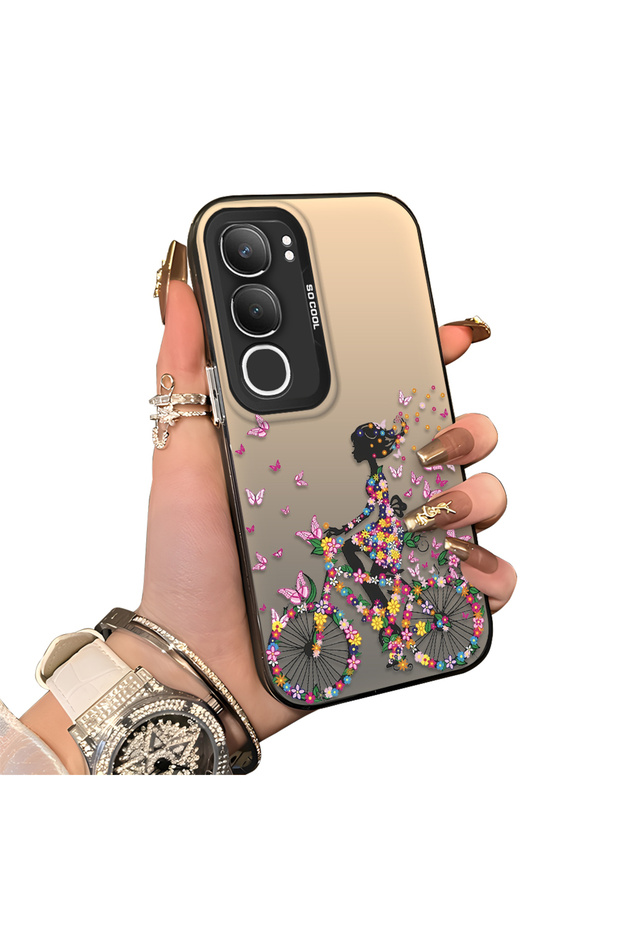 Vivo Y29 5g Compatible Hard Acrylic Back Silicone Edge Lens Protection Case Stylish Printing Patterns