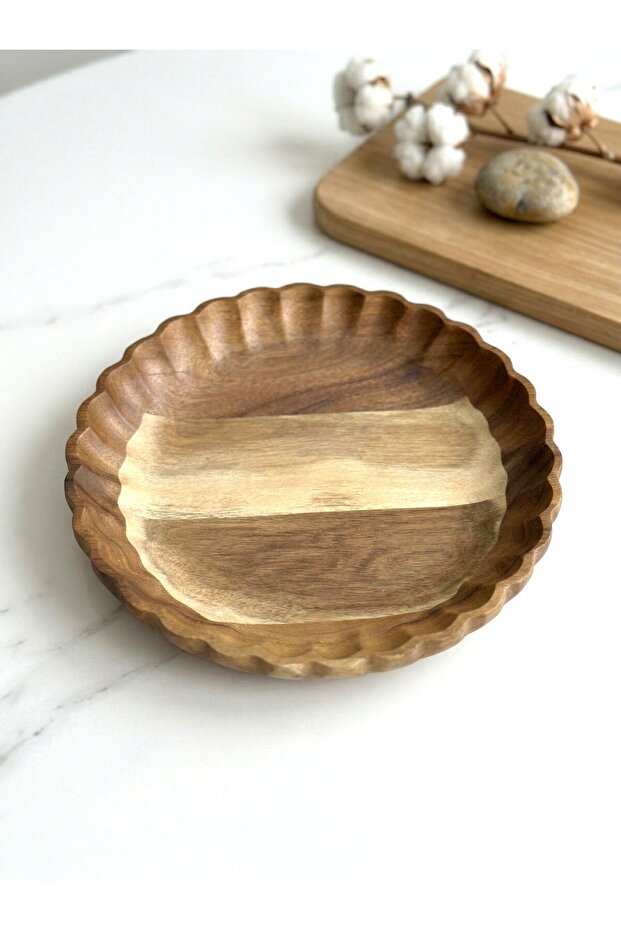Akasya Luxury Bowl 25X4 cm Presentation Bowl Decorative Bowl Salad Bowl Wooden Bowl