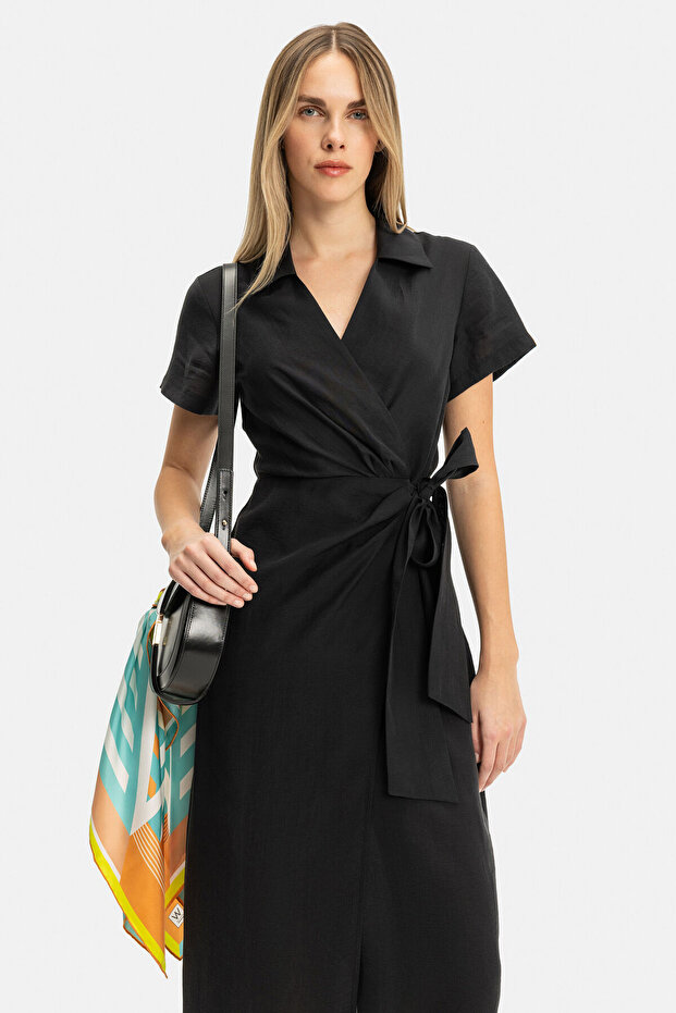 SİYAH MİDİ ELBİSE - 4