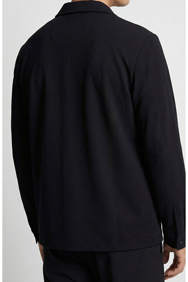 N-Tech Siyah Çift Cepli Çıtçıtlı Dış Gömlek - 3