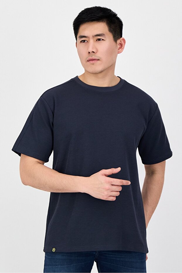 Jeans Men Crew Neck Short Sleeve Solid T-Shirt, Dark Grey