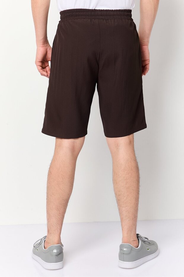 شورت رجالي أساسي ذو ملمس بارز ، بني داكن - 4
