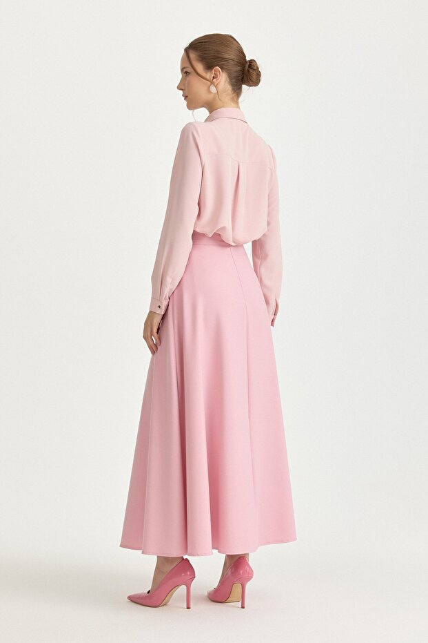 Kloş Poly. Viskon Etek Pembe - 4