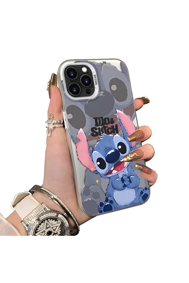 iPhone 13 Pro Max Compatible Hard Acrylic Back Silicone Edge Lens Protection Case Stitch Patterned