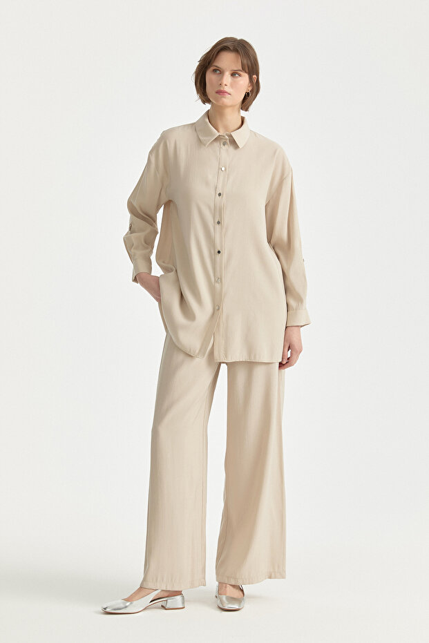 Modal Trousers Tunic Suit Beige