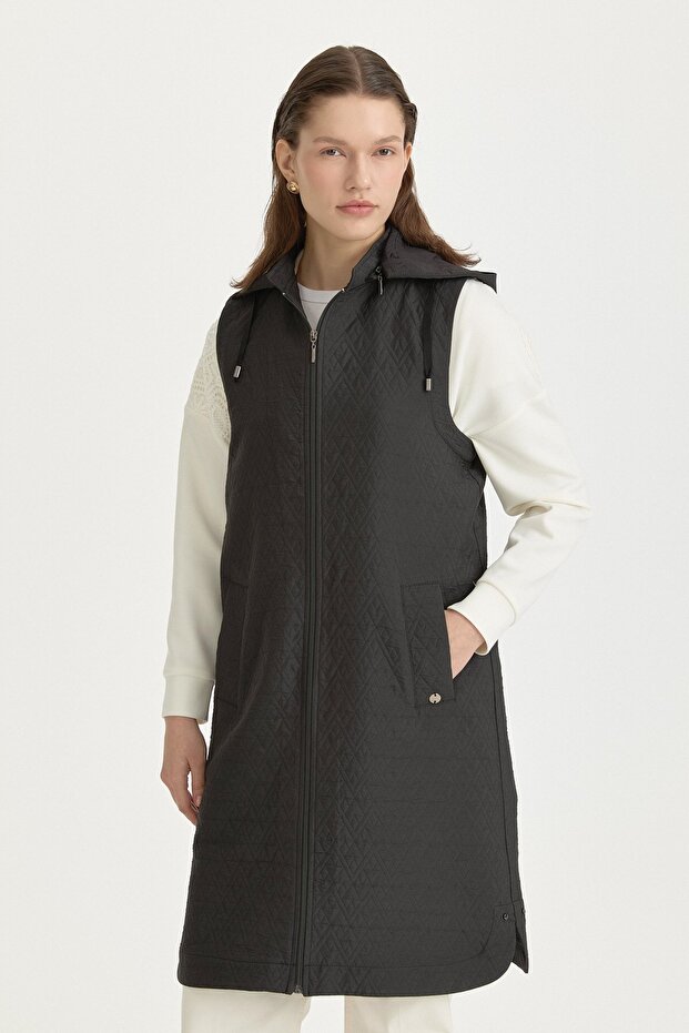 İnce Kapitone Yelek Siyah - 2