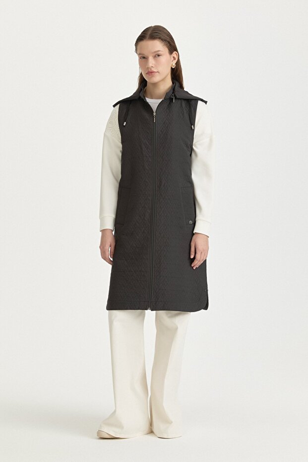 İnce Kapitone Yelek Siyah - 1