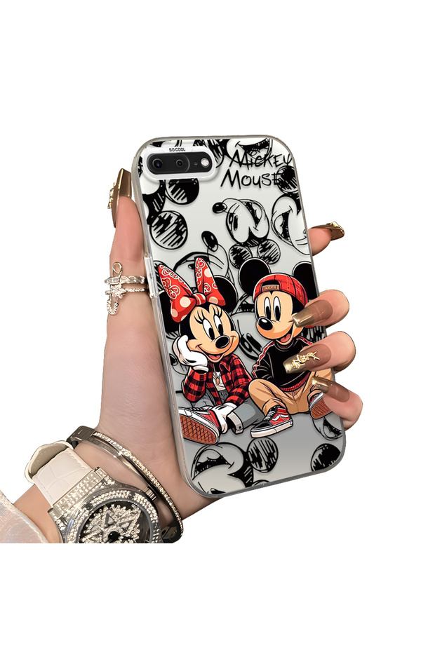 iPhone 7 Plus/8 Plus Compatible Hard Acrylic Back Silicone Edge Lens Protection Case Mickey