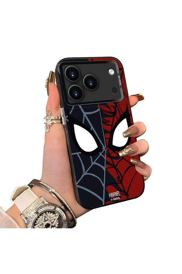 iPhone 17 Pro Max/18 Pro Max Compatible Hard Acrylic Back Silicone Edge Lens Protection Case Spiderman