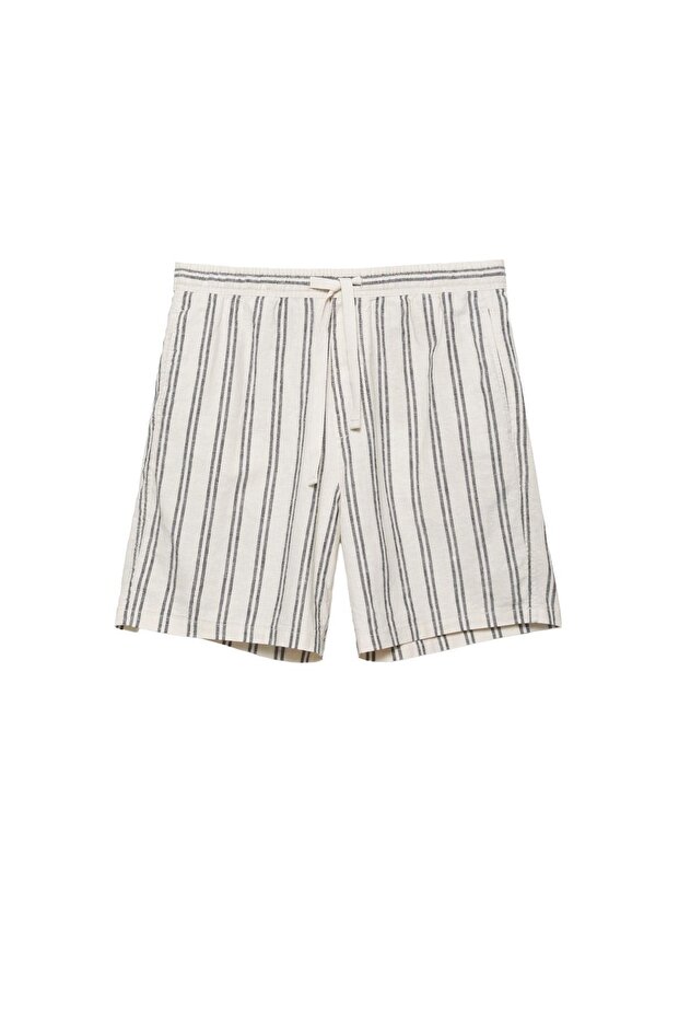 Ketenli jogger bermuda şort - 3