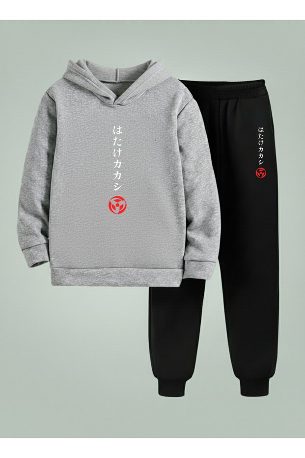 Kids' Boys Hooded Set Chinese 3 İplik Şa Brushed Inside Weatshirt - Sweatpants Set