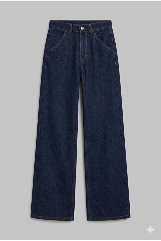 Lacivert Palazzo Basic Jean - 3