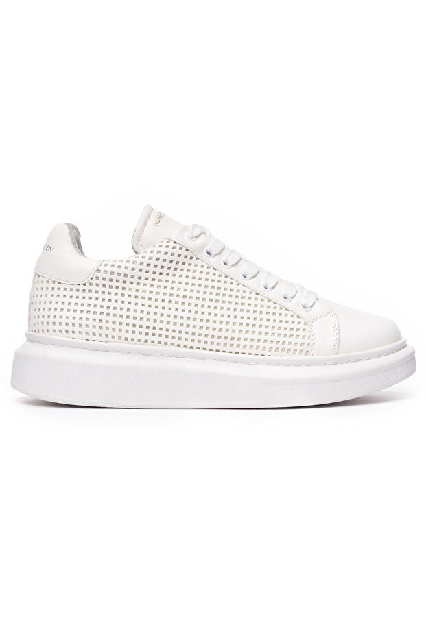 Men's Designer Breathable Mesh White Sneakers S