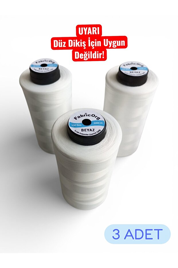 Non-Twisted Household Overlock - Banana Thread 3 Pieces White (5000 Meters)