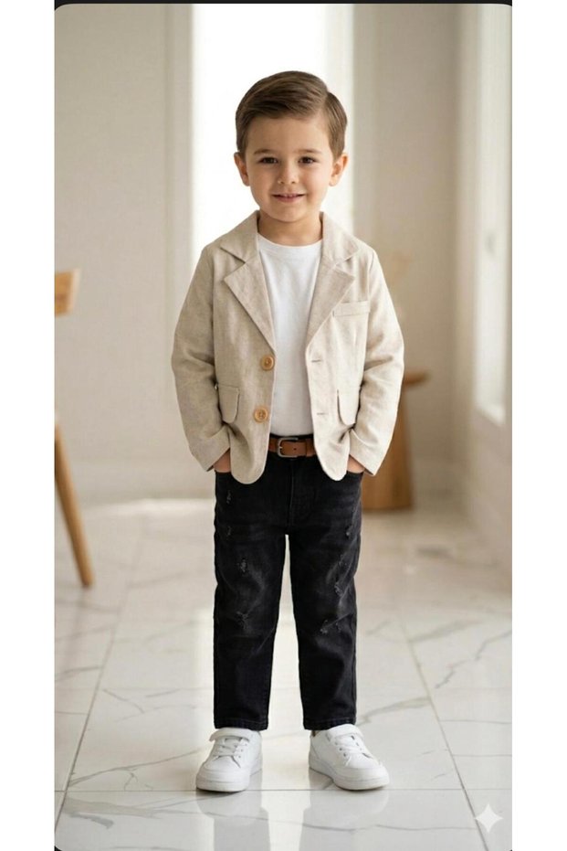 Boy's Jeans Pants Linen Jacket Set of 2