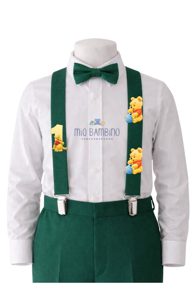 Winnie the Pooh Concept Suspender Bow Tie 1 Year Old Special Day Birthday Trouser Suspender