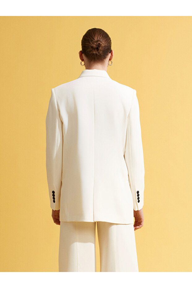 60785 بأزرار على الجهتين سترة بليزر-أبيض - 2