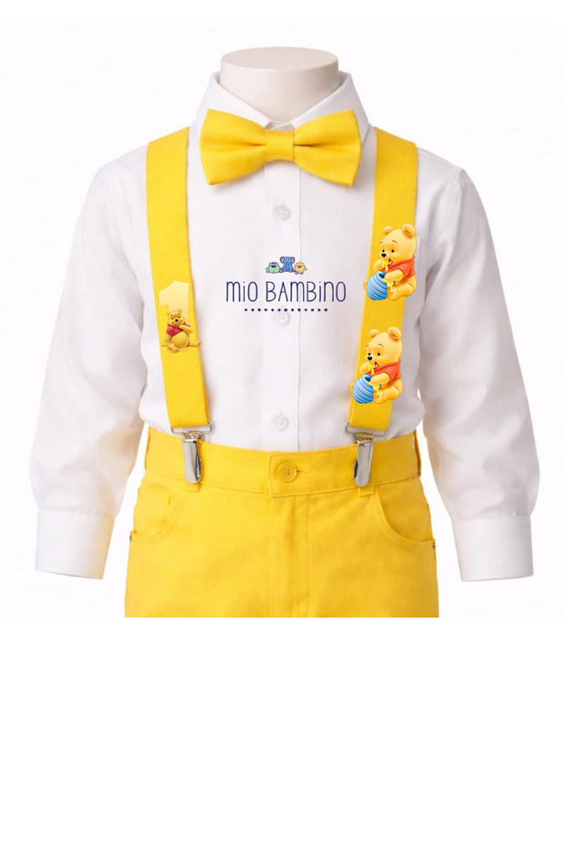 Winnie the Pooh Concept Suspender Bow Tie 1 Year Old Special Day Birthday Trouser Suspender