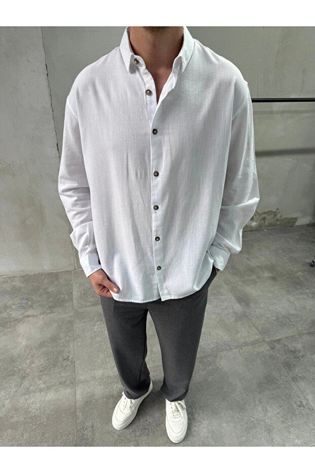 Men's Linen Relaxed Fit Basic Shirt