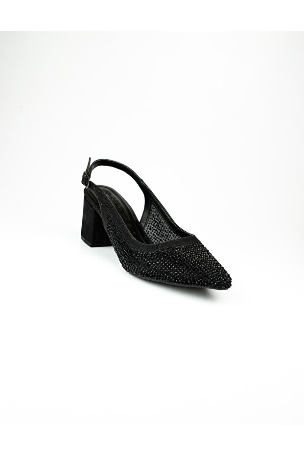 Miss Park Moda 4030 Stoned Heeled Shoes Black