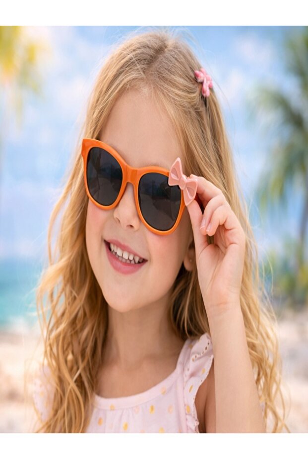 Children's Sunglasses with Rabbit Ear Detail Model 5233 Orange