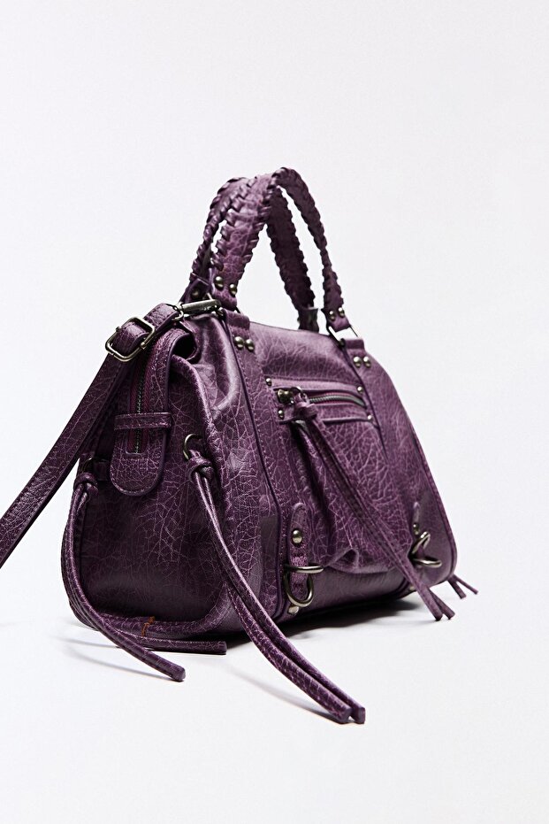 Saplı distressed bowling çanta - 2