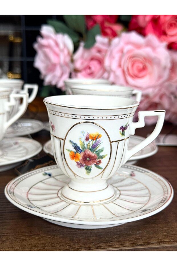 Shırley 6-Person Porcelain Cup Set Tkebt Violet