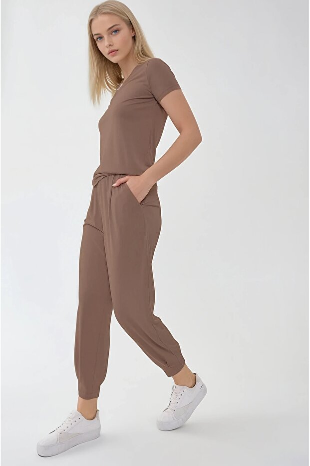 Elastic Waistband Pleated Carrot Comfortable Trousers