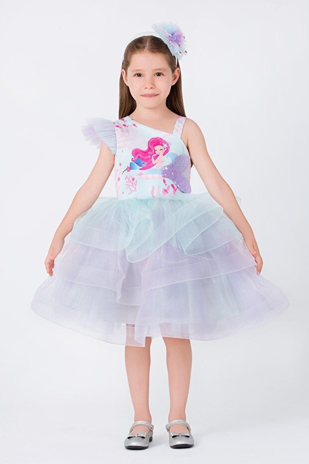 Girl Child 3-7 Years Old Mermaid Themed Costume Blue