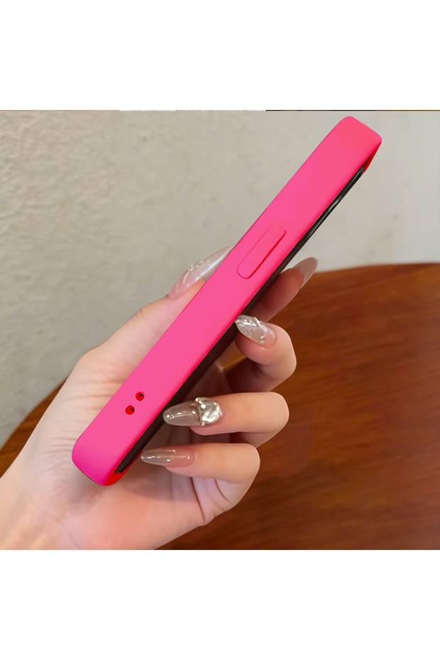 Infinix Hot 60 Uyumlu Pembe Kırmızı Silikon Kılıf Darbeye Dayanıklı Kamera Koruma - 5