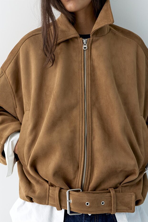 Suni süet bomber ceket - 7
