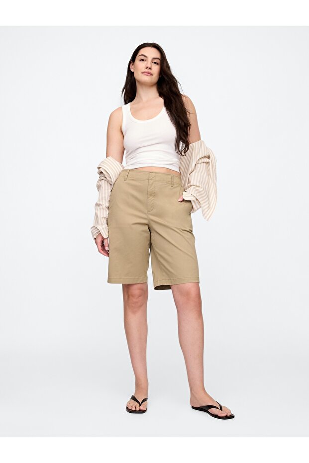 Kadın Açık Kahverengi 9" Downtown Bermuda Şortlar - 4