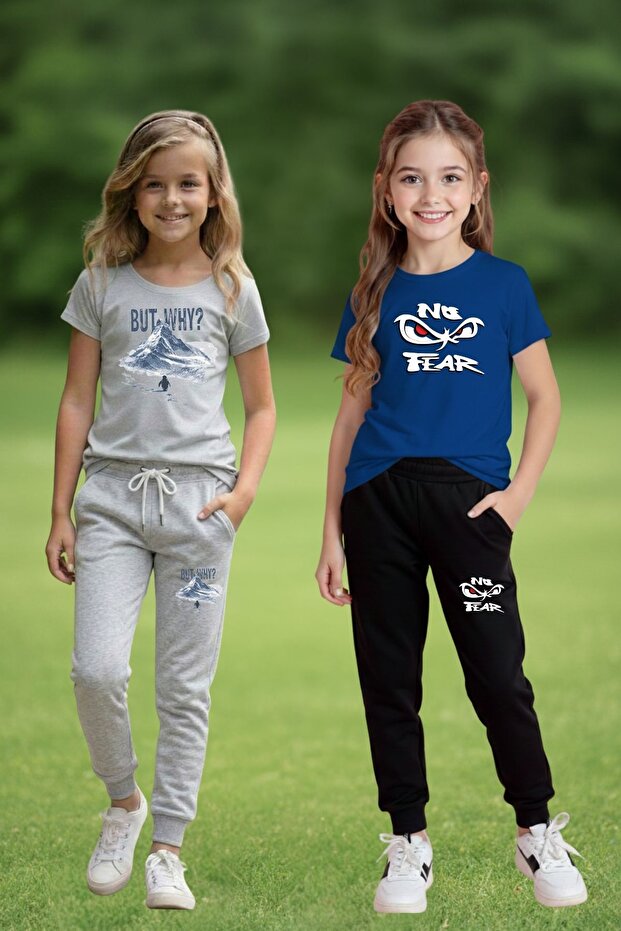 Armi̇kids 2-Piece Girls' Set B Printed a Top and Bottom Set Color Options
