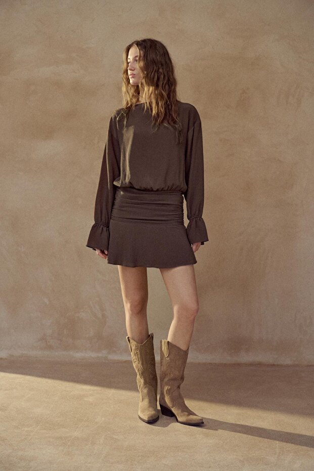 Fırfırlı kısa elbise - 2