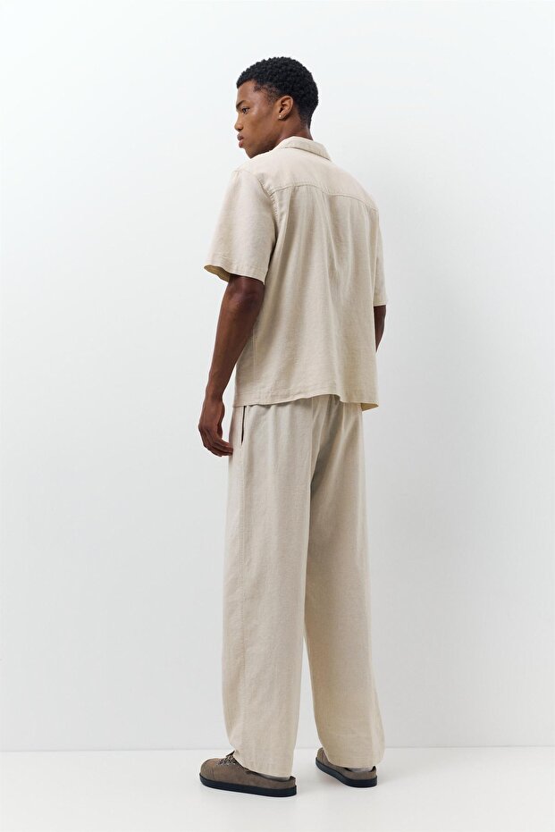 Keten kısa kollu gömlek - 4