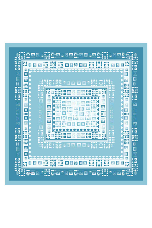 وشاح فيروزي 90X90 حرير تويل
