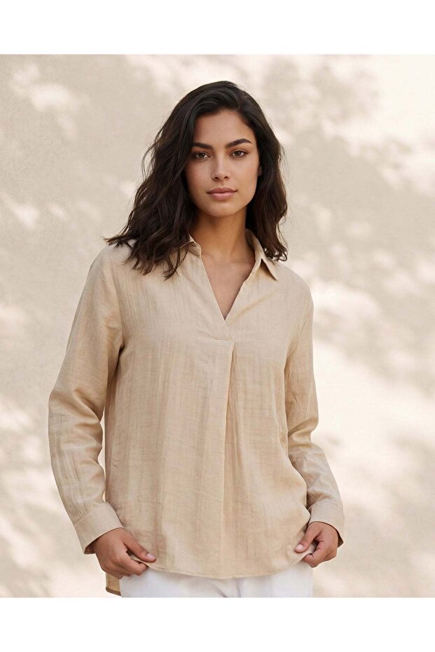 Women Beige Casual Blouse