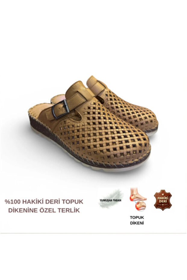 Genuine Leather Closed Front Heel Spur Support Orthopedic Comfortable Slipper