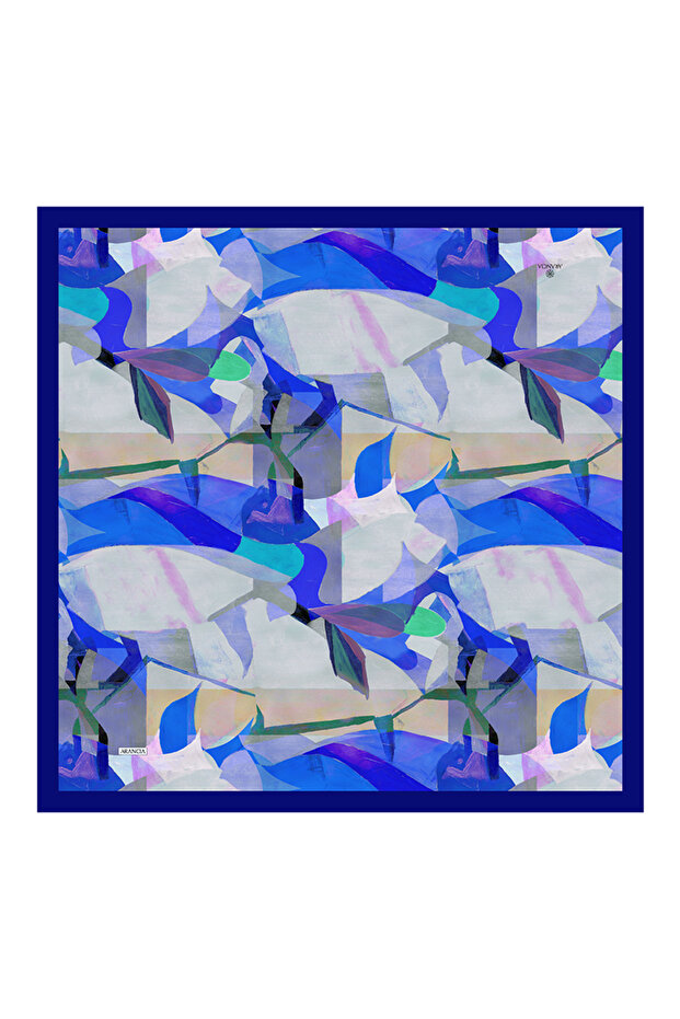وشاح بلون أزرق داكن 90X90 نقي الملمس