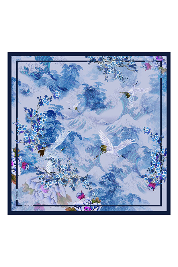 وشاح بلون أزرق داكن 90X90 نقي الملمس