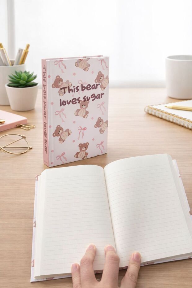 Patterned Hard Cover Striped Notebook - 1